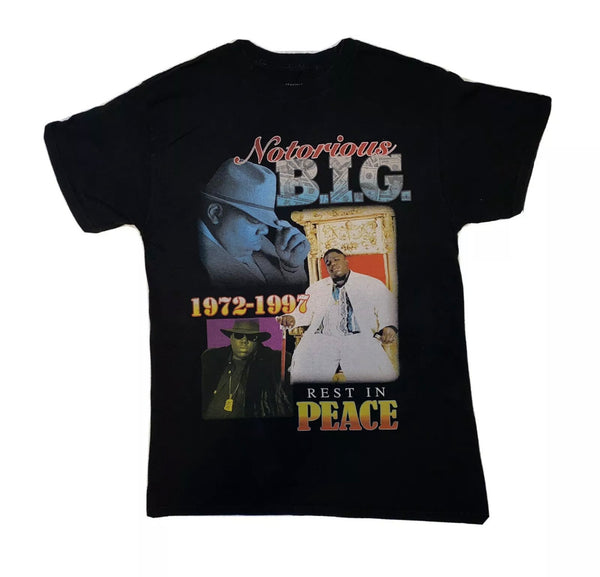Vintage RIP The Notorious BIG Rap t-shirt Medium Black BAD BOY Death Row Mens